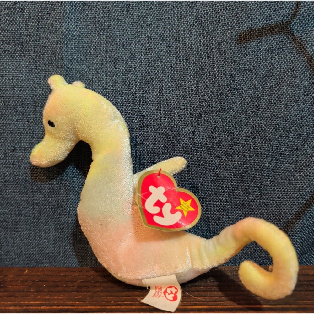 Vintage TY Teenie Beanie Baby, "Neon The Seahorse" With Original Tag EUC